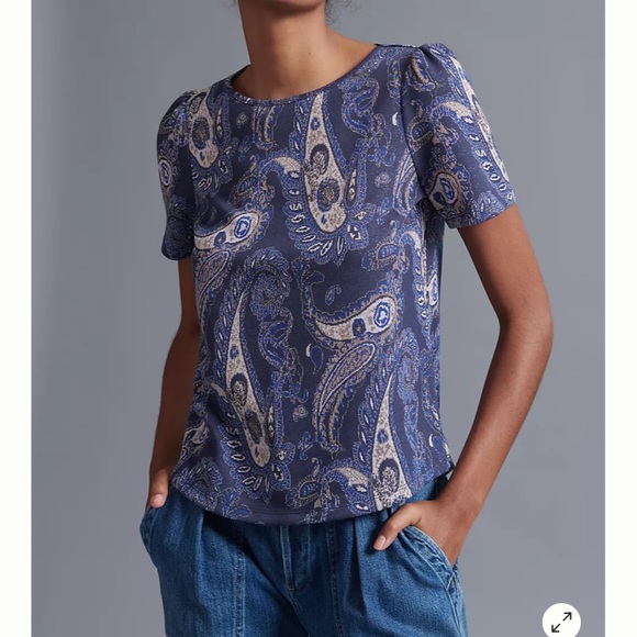 Like new Sparkly paisley navy boho top - Picture 4 of 7